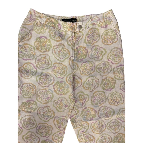 Harve Benard 100% Wide Leg Linen‎ Cropped Multi-Colored Cropped Pants Size 8 - Picture 11 of 12